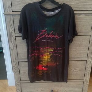 Women’s Balmain linen Graphic Tee. Size M.